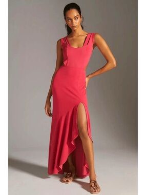 NWT Anthropologie Maeve Maxi Dress in Romantic Red | Open Back Cutout